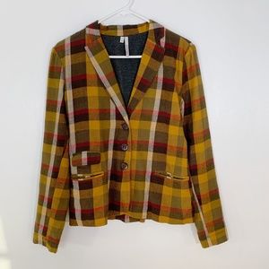Michael Stars mustard checkered blazer